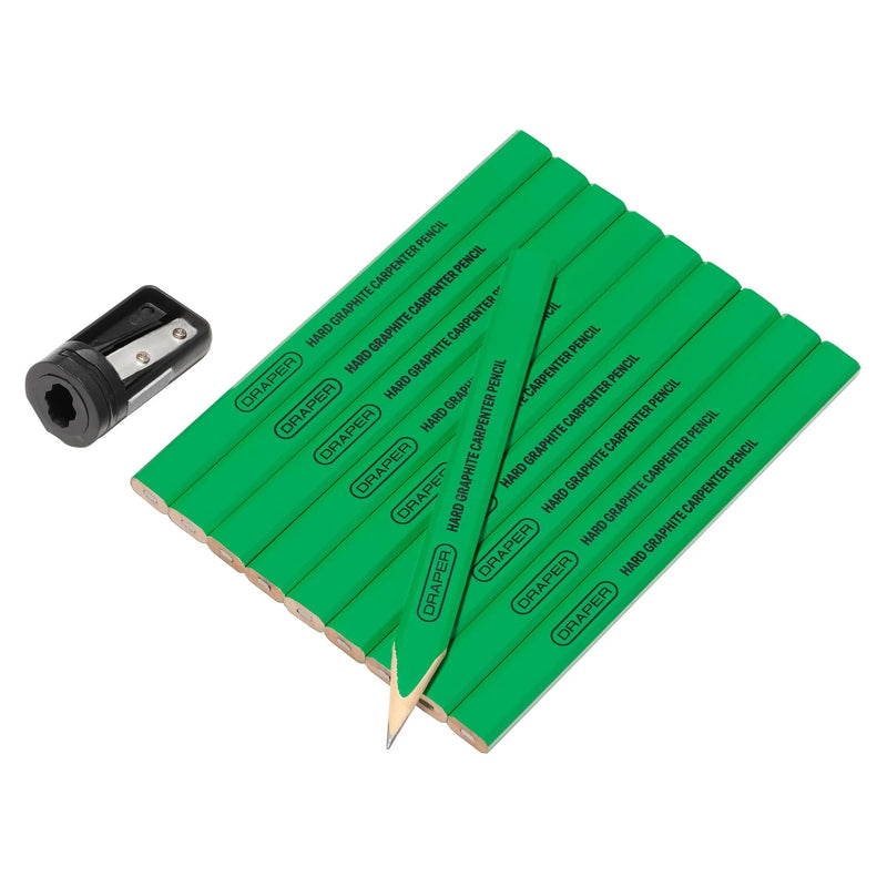 Draper Carpenter's Pencils with Sharpener - Pack of 10
