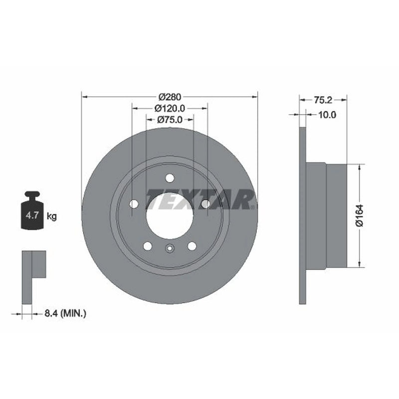 Textar 2 x Solid Rear Brake Discs 92146003