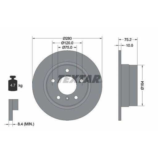 Textar 2 x Solid Rear Brake Discs 92146003