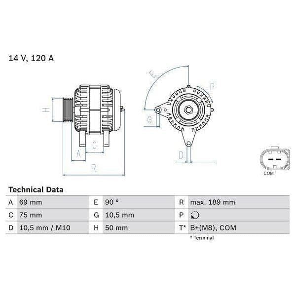 Bosch Reman Alternator 4617 0986046170 Bosch  - Town Parts