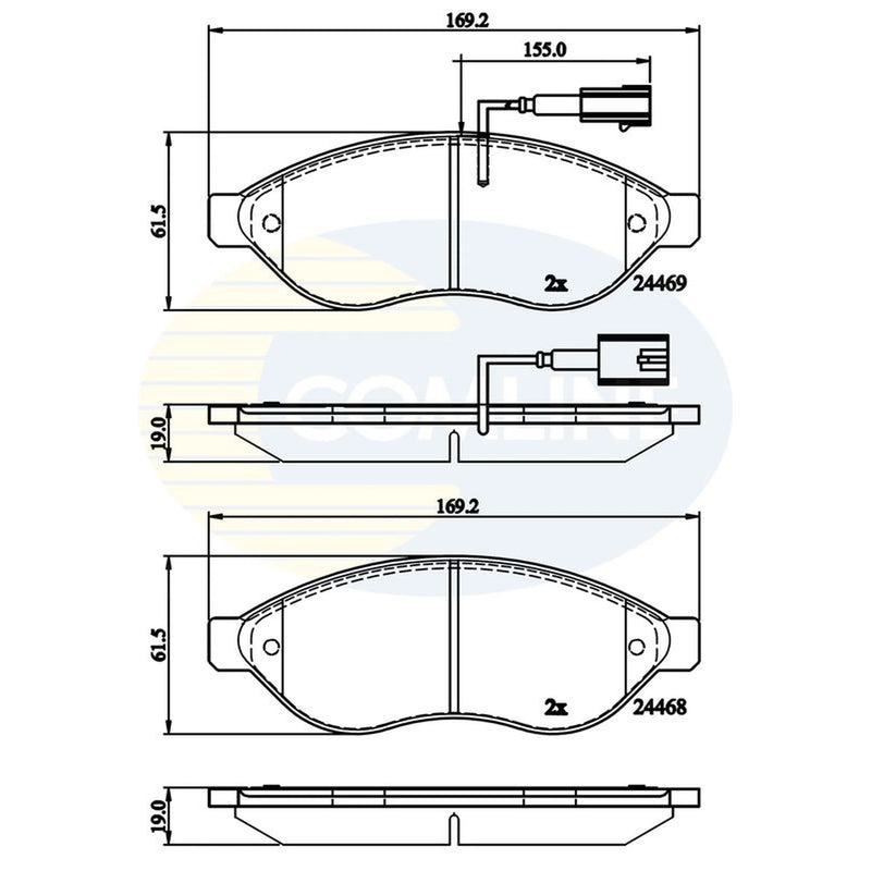 Comline 4 x Front Brake Pad Set CBP12227