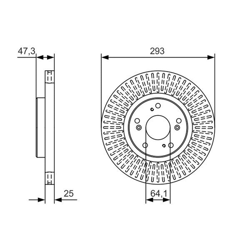 Bosch 2 x Vented Front Brake Discs 0 986 479 B02