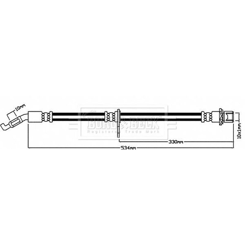Borg & Beck Brake Hydraulic Hose Line Front Right BBH8086