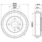 Mintex Brake Drum Assembly Rear MBD433