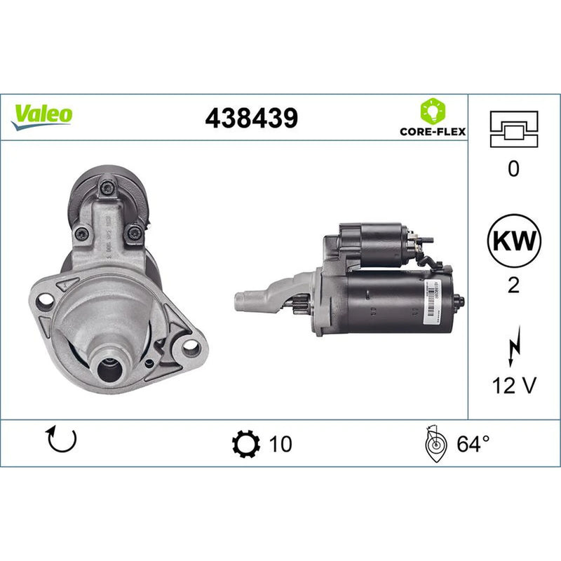 Valeo Starter Motor 12V 2kW 10 Teeth 438439