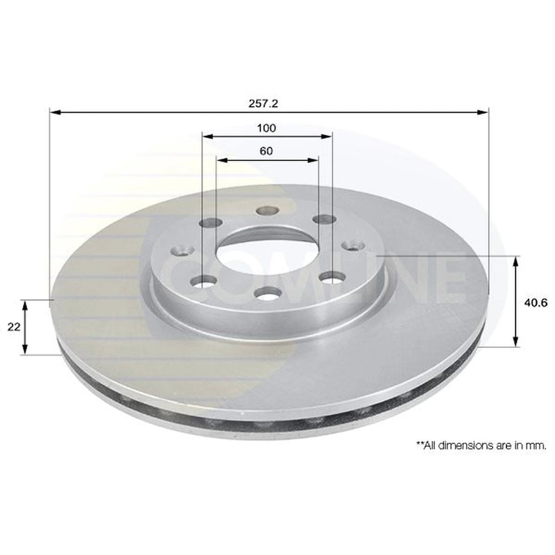 Comline 2 x Internally Vented Front Brake Discs ADC1138V