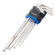 Draper Hex Key Set 9 Piece Extra Long Arm Chrome Vanadium Steel