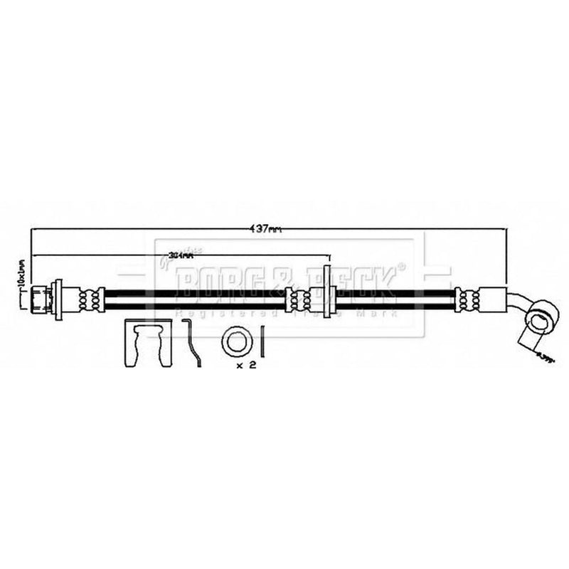 Borg & Beck Brake Hydraulic Hose Line Rear Right BBH7990
