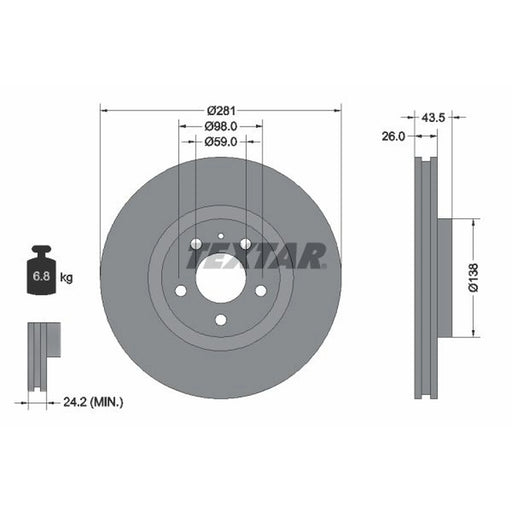 Textar 2 x Front Brake Discs 92061000