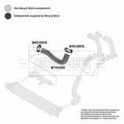Borg & Beck Intercooler Turbo Charge Air Hose Front BTH1020