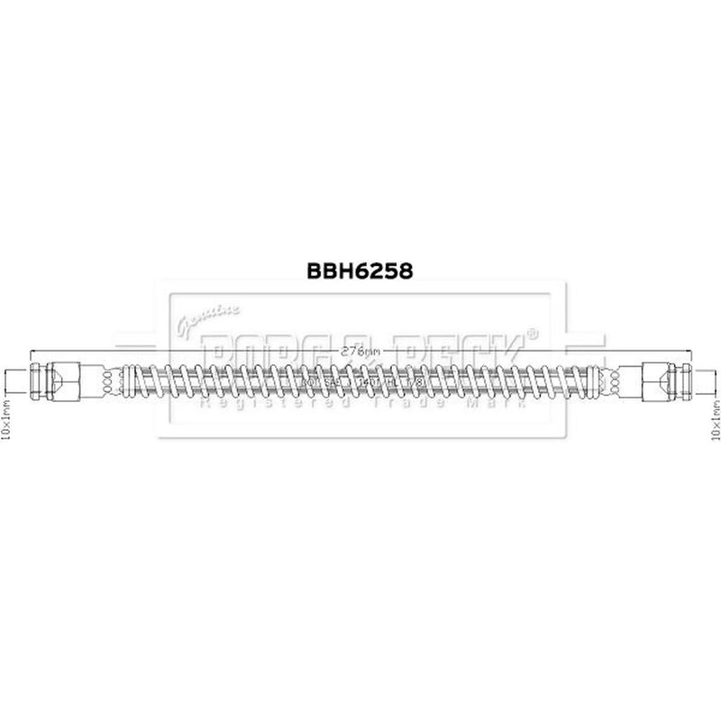 Borg & Beck Brake Hydraulic Hose Line Rear Left BBH6258
