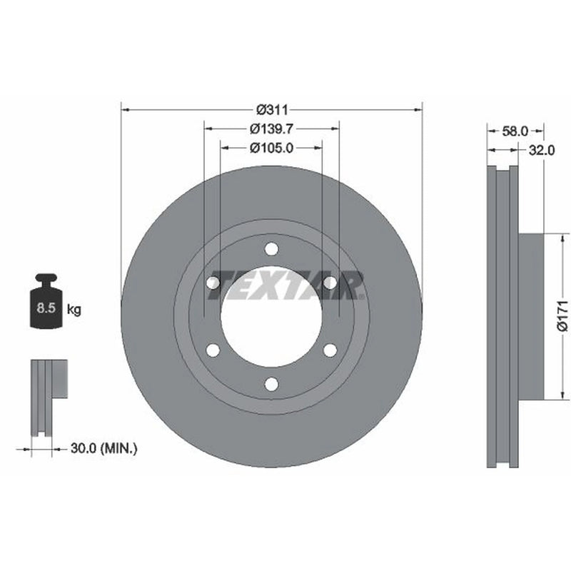 Textar 2 x Front Brake Discs 92080600