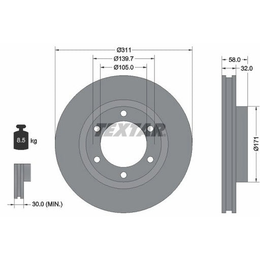 Textar 2 x Front Brake Discs 92080600