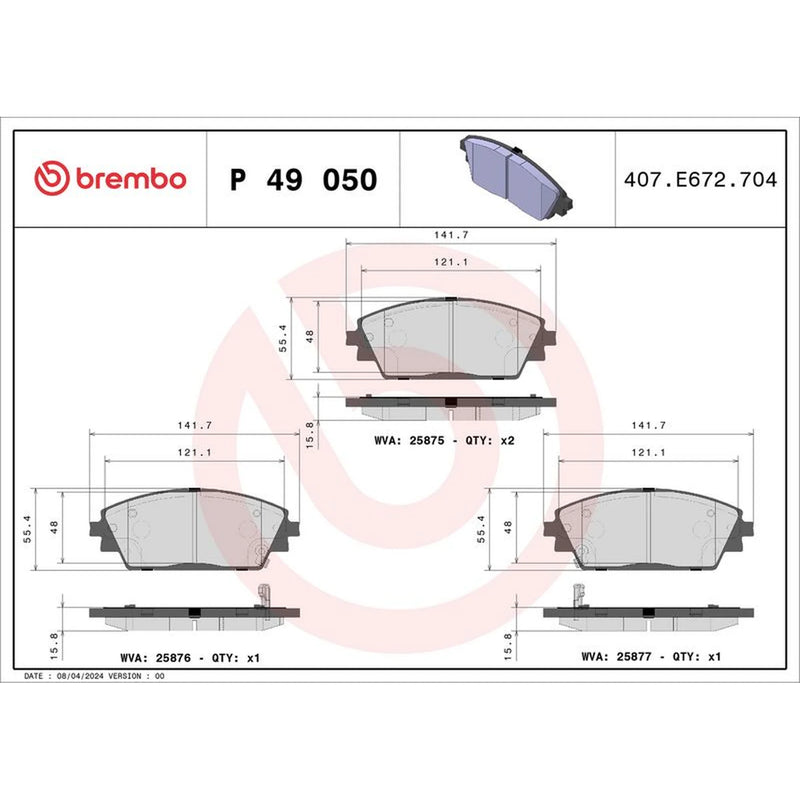 Brembo 4 x Front Brake Pad Set P49050