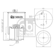 Febi Air Suspension Bellow 260mm Rear Right 38829