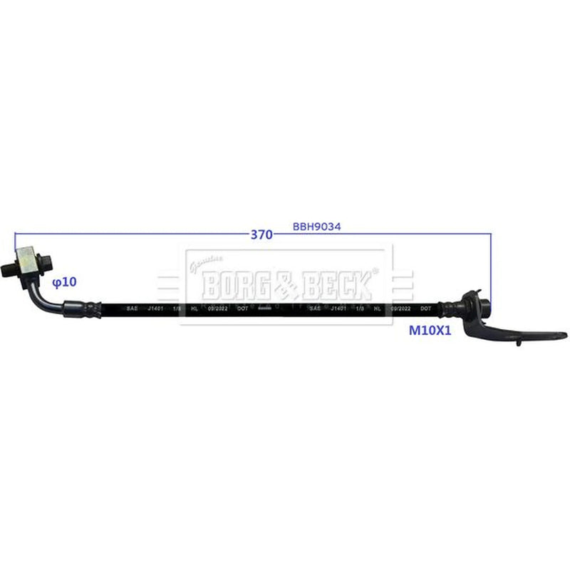 Borg & Beck Brake Hydraulic Hose Line Rear Left BBH9034