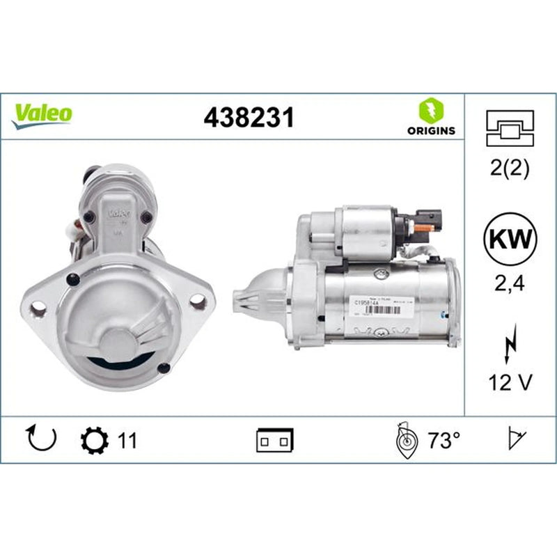 Valeo Starter Motor 12V 2.4kW 11 Teeth 438231