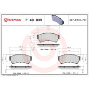 Brembo 4 x Front Brake Pad Set P49039