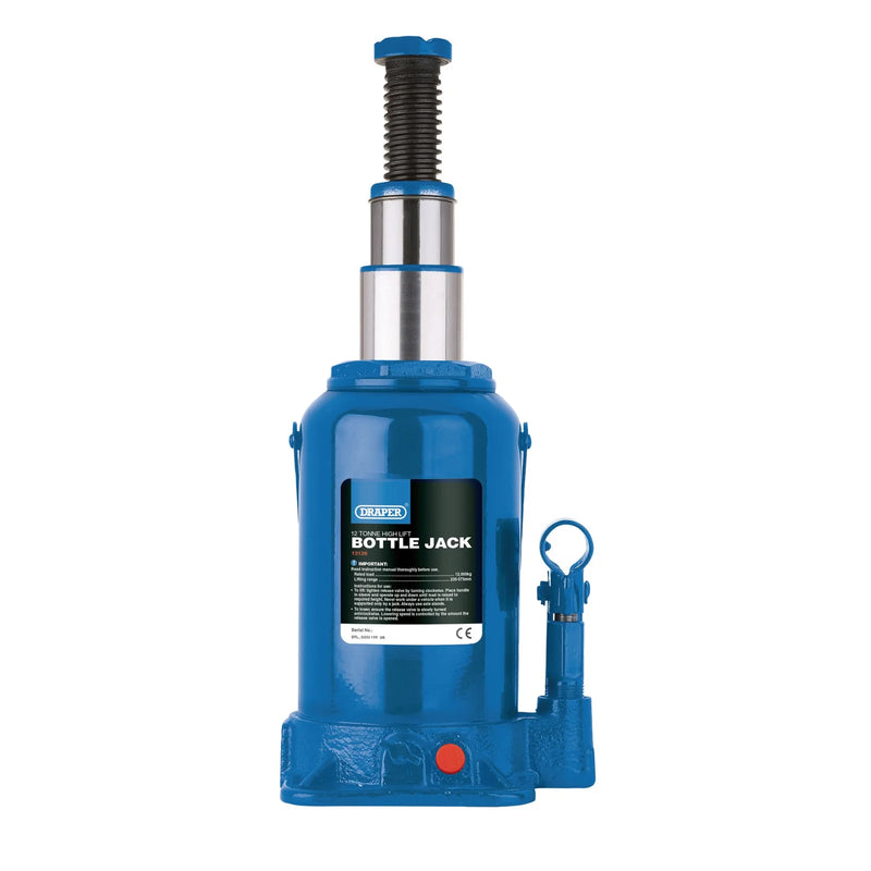 Draper High Lift Hydraulic Bottle Jack - 4, 10, 12 Tonne Capacity