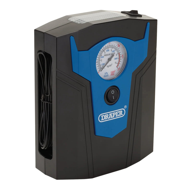 Draper 12V Analogue Tyre Inflator with LED Worklight