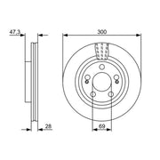 Bosch 2 x Vented Front Brake Discs 0 986 479 537