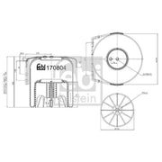 Febi Air Suspension Bellow 230mm Rear 170804
