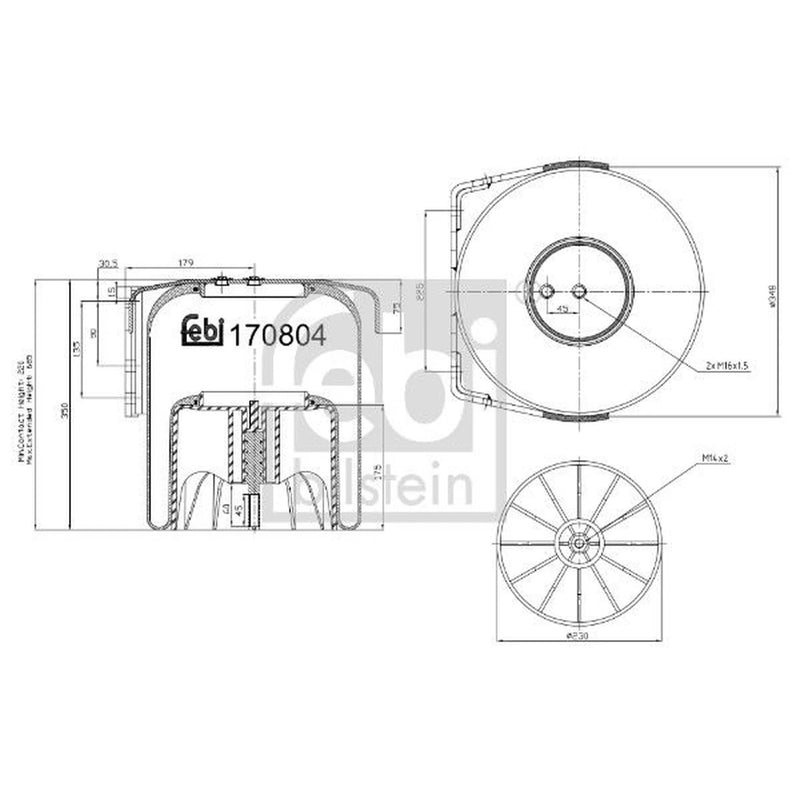 Febi Air Suspension Bellow 230mm Rear 170804