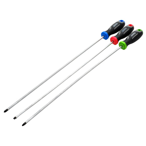 Draper Long Reach Screwdriver Set 3 Piece - Soft Grip Handles