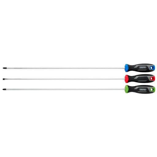 Draper Long Reach Screwdriver Set 3 Piece - Soft Grip Handles