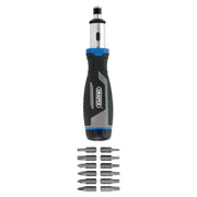 Draper Soft Grip Ratchet Screwdriver and Bit Set, 1/4" (13 Piece)