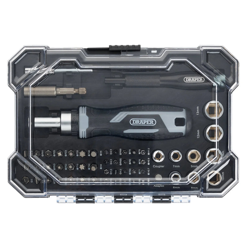 Draper Soft Grip Ratchet Screwdriver Set 55 Piece