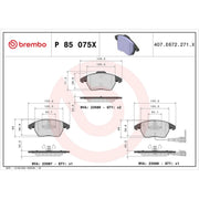 Brembo 4 x Front Brake Pad Set P85075X