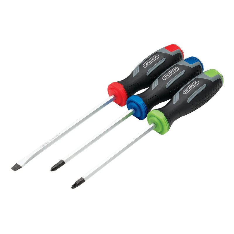 Draper Pound Thru Soft Grip Screwdriver Set 3 Piece
