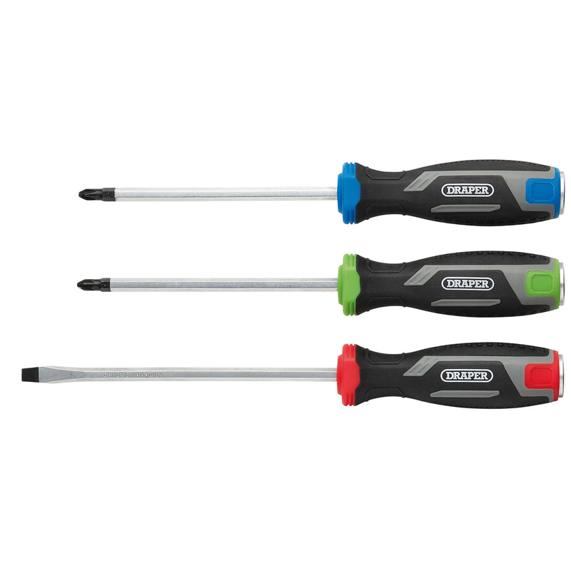 Draper Pound Thru Soft Grip Screwdriver Set 3 Piece