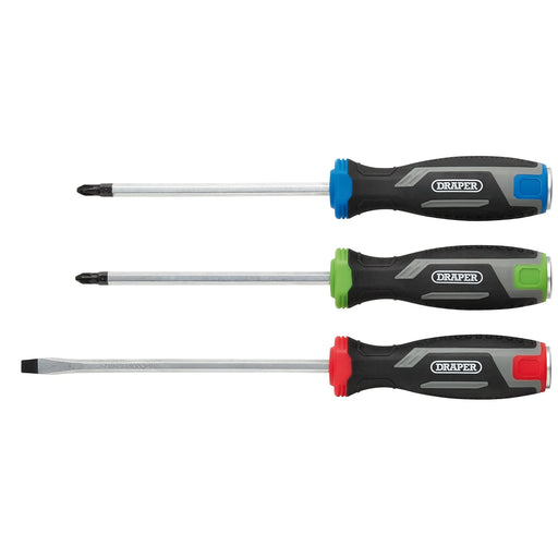 Draper Pound Thru Soft Grip Screwdriver Set 3 Piece