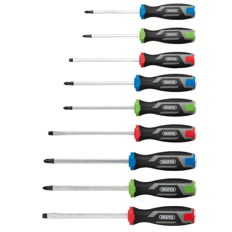 Draper Pound Thru Soft Grip Screwdriver Set 9 Piece