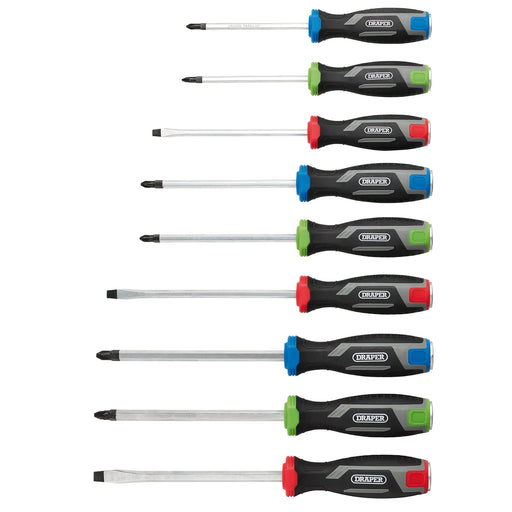 Draper Pound Thru Soft Grip Screwdriver Set 9 Piece