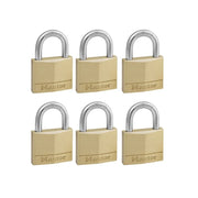 Master Lock Solid Brass 40mm Padlock 4-Pin - Keyed Alike x 6 - 140EURSIX