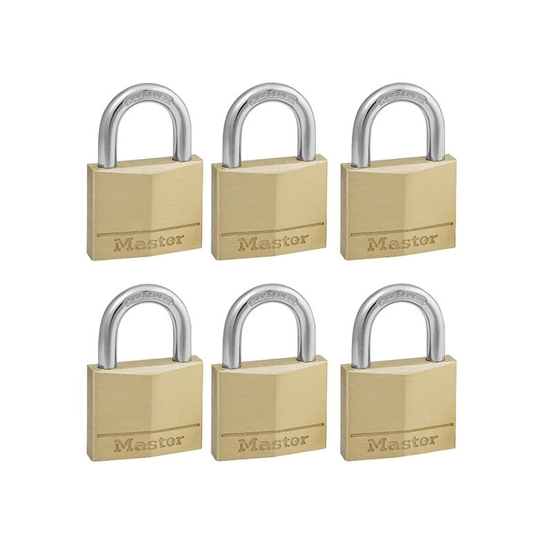 Master Lock Solid Brass 40mm Padlock 4-Pin - Keyed Alike x 6 - 140EURSIX