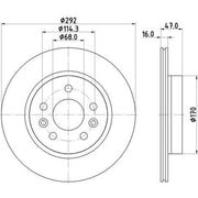 Mintex 2 x Vented Rear Brake Discs MDC3233C