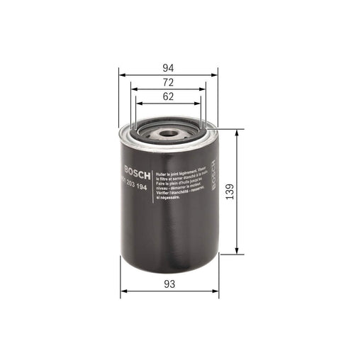 Genuine Bosch Car Oil Filter P3194 Fits Rover 800 825 - 2.5 - 90-99 0451203194 Bosch  - Town Parts