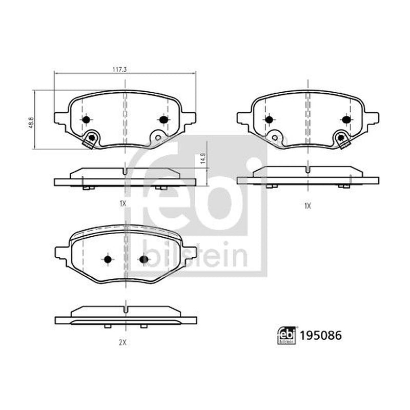 Febi Rear Brake Pad Set 195086