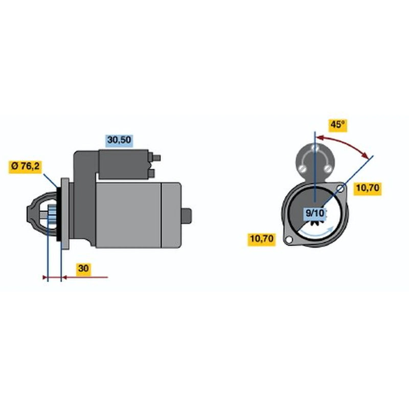 Bosch Starter Motor 12V 1.7kW 9 Teeth 0 986 018 070