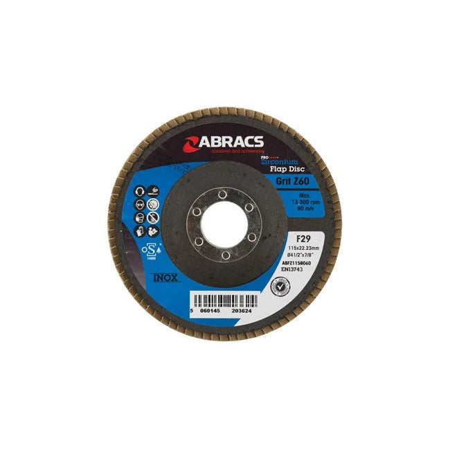 Abracs Zirconium Flap Discs x P60 5pc 100-115mm