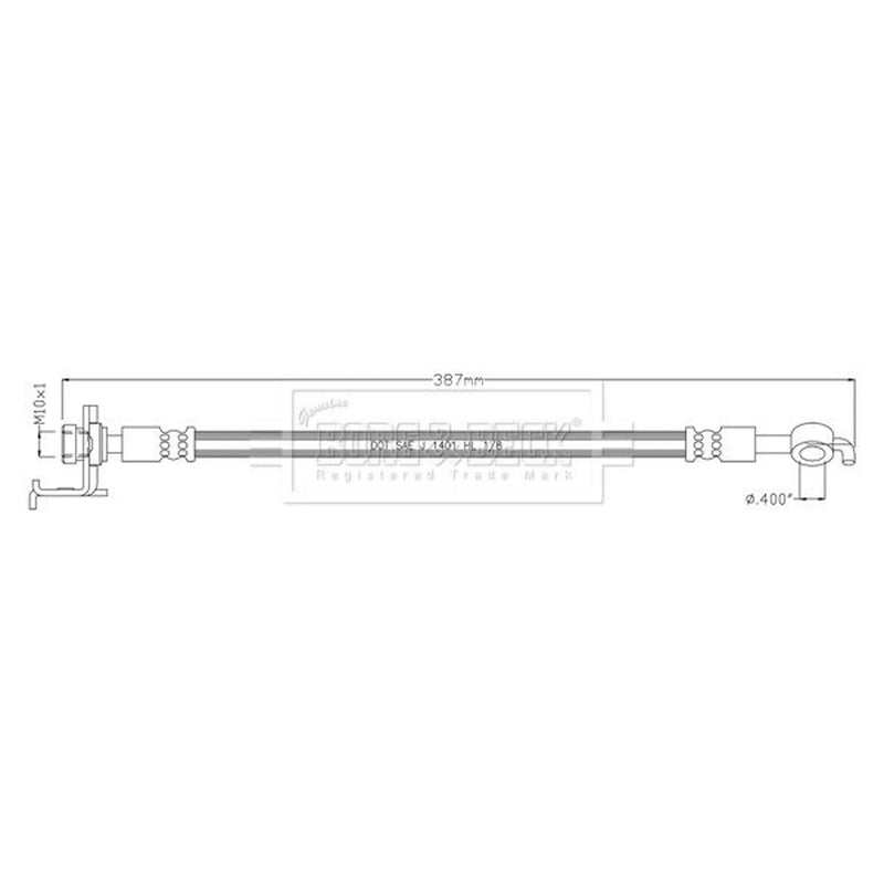 Borg & Beck Brake Hydraulic Hose Line Rear Left BBH8905