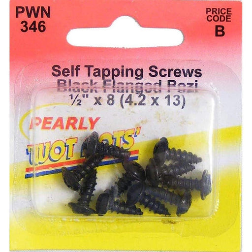 Wot-Nots Screw Self Tap Flanged - 1/2in. x 8 Black - Pack of 10 Pearl Automotive  - Town Parts