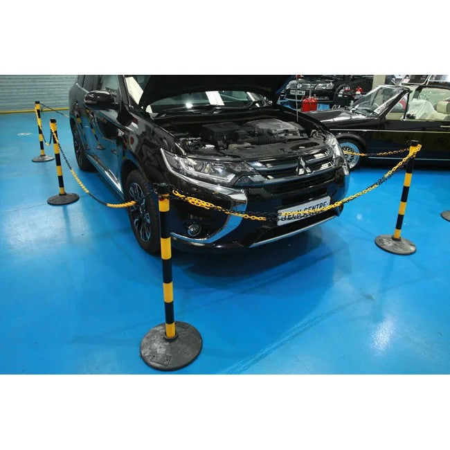 Laser Tools Set of 6 Posts & Bases with Chain (Black/Yellow) - PL