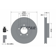 Textar 2 x Internally Vented Front Brake Discs 92067400