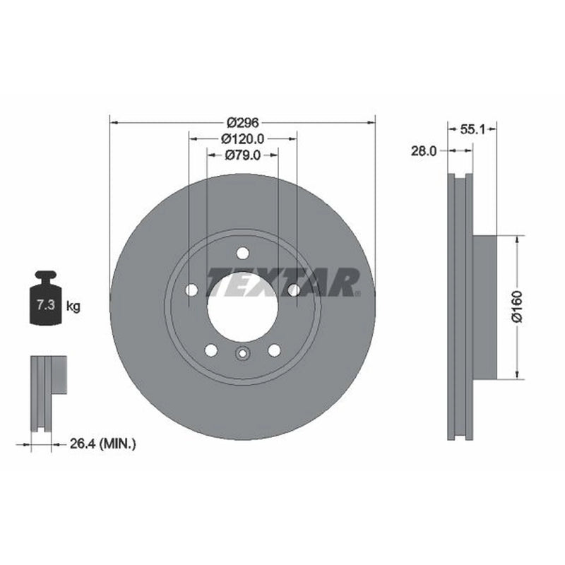 Textar 2 x Internally Vented Front Brake Discs 92067400