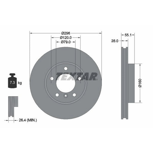 Textar 2 x Internally Vented Front Brake Discs 92067400